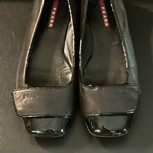Prada ballet flats with patent leather toe